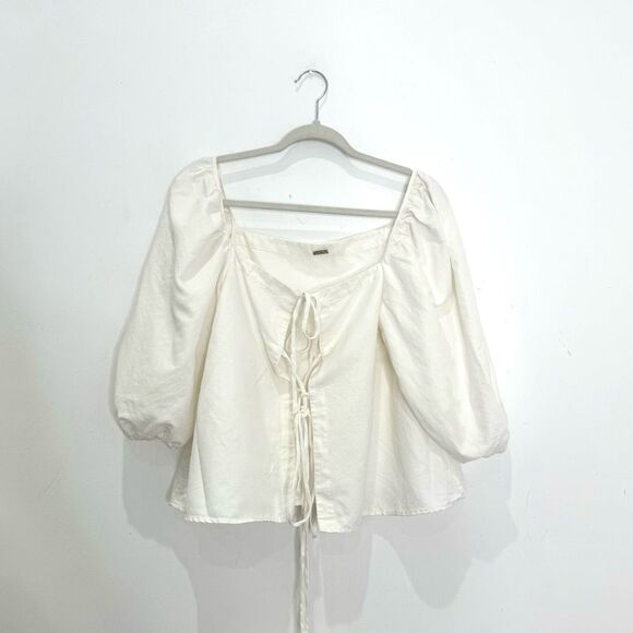 Cult Gaia Aurel white cotton linen tie front top - Picture 8 of 11